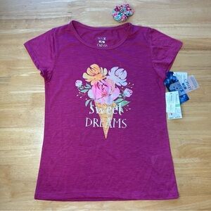Max & Olivia Magenta Pink Purple Sweet Dreams Tee & Scrunchie L Large 10/12 NWT